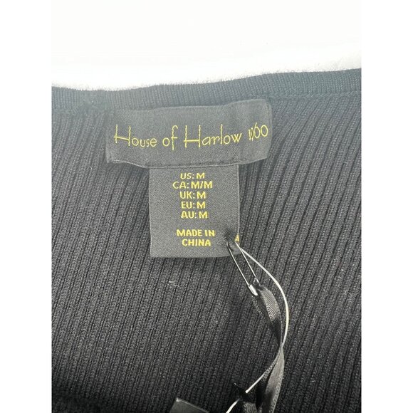 House Of Harlow 1960 Revolve Black Ribbed Knit One Shoulder Mini Dress Medium - Picture 11 of 12